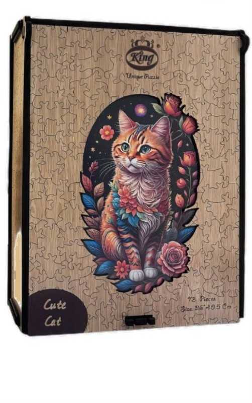 پازل با جعبه چوبی بزرگ Cute cat 73pcs