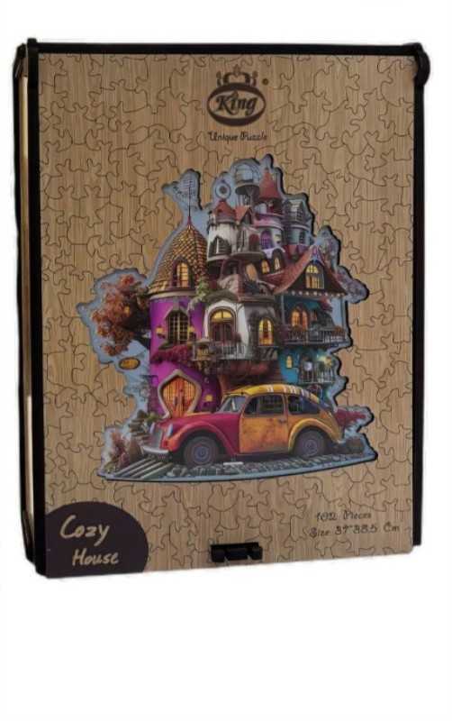 پازل با جعبه چوبی بزرگ Cozy house 102pcs