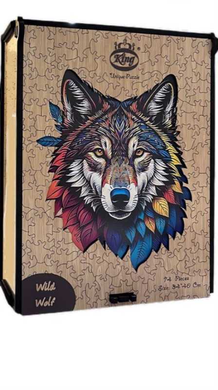 پازل با جعبه چوبی بزرگ Wild wolf 74pcs