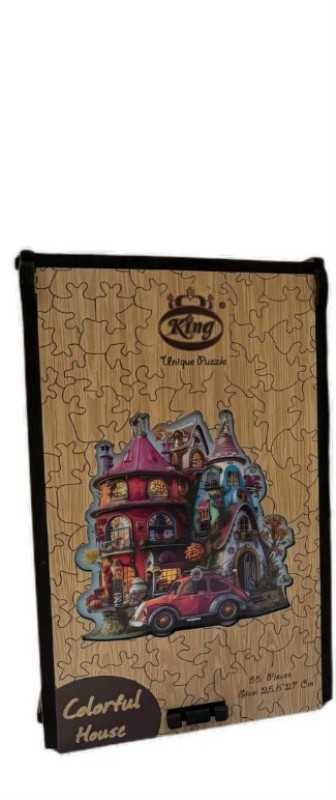 پازل با جعبه چوبی کوچک Colorful house 85pcs
