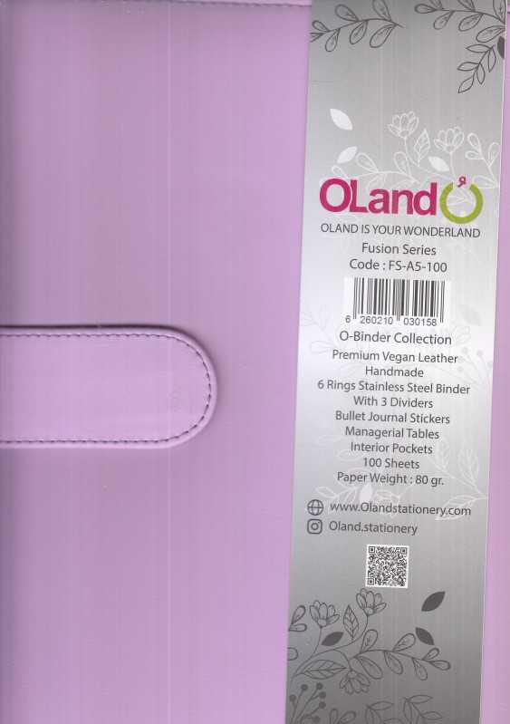کلاسور 6 حلقه 100 برگ A5 طرح چرم Oland