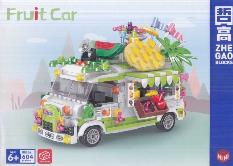 ساختنی ماشین میوه فروش ZHEGAO BLOCKS Fruit Car 00886 604pcs
