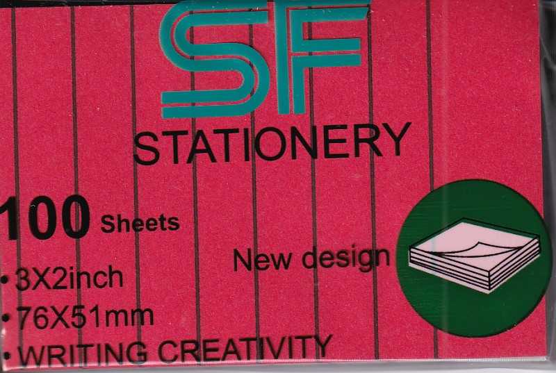 یادداشت چسب‌دار 100 برگ 51×76 رنگی SF326