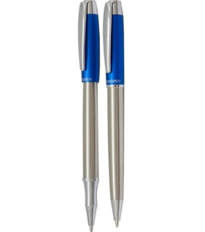 خودکار و روان‌نویس نیمه استیل آبی گیره استیل EUROPEN Smart