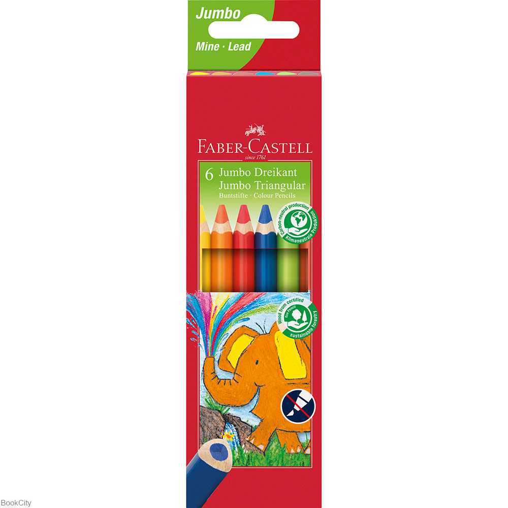 مدادرنگی 6 رنگ مقوایی FABER CASTELL 116506 Jumbo