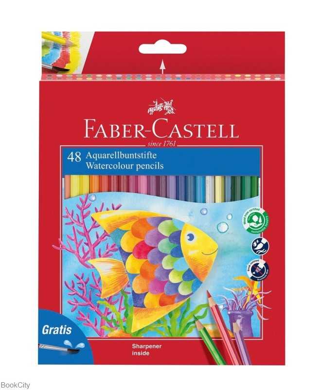 مدادآبرنگی 48 رنگ مقوایی طرح ماهی FABER CASTELL 114448