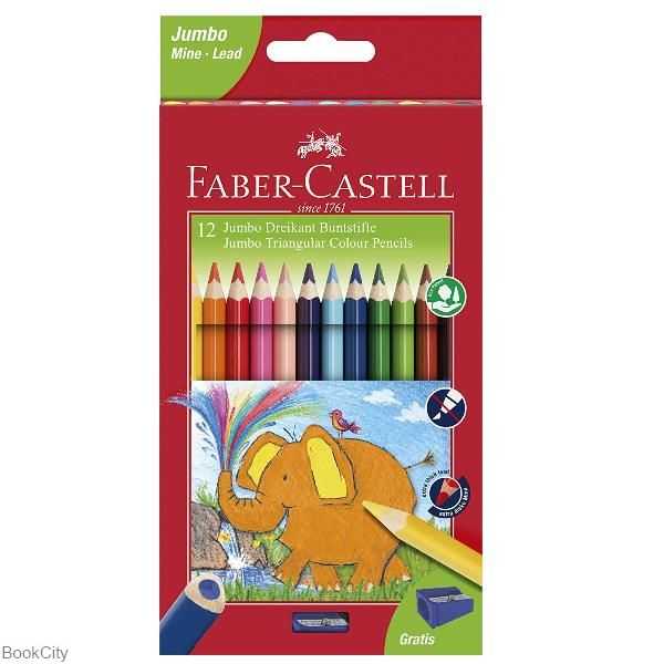 مدادرنگی 12 رنگ مقوایی FABER CASTELL 116501 Jumbo - 0