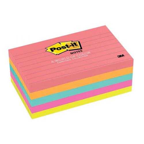 یادداشت چسب‌دار 500 برگ خط‌دار رنگی نئون Post-it 635-5AN