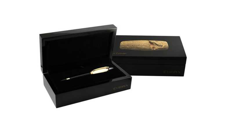 خودنویس مشکی گیره طلا منشور چوبی کوروش EUROPEN Cyrus Cylinder