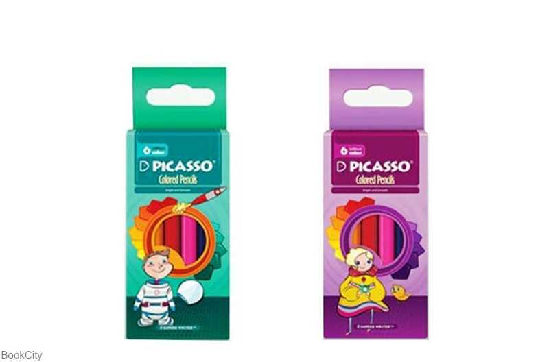 مدادرنگی 6 رنگ کوتاه مقوایی PICASSO