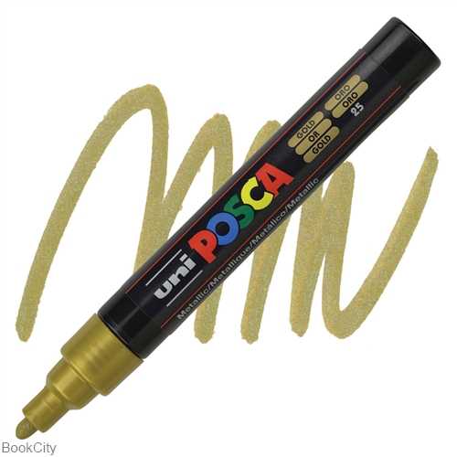ماژیک پوششی طلایی نوک گرد Uniball PC5M Posca 1.8-2.5mm - 0
