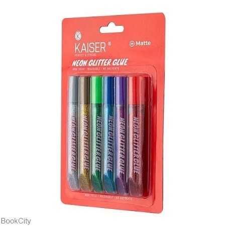 چسب اکلیلی نئون 6 رنگ KAISER Neon Glitter Glue SK127