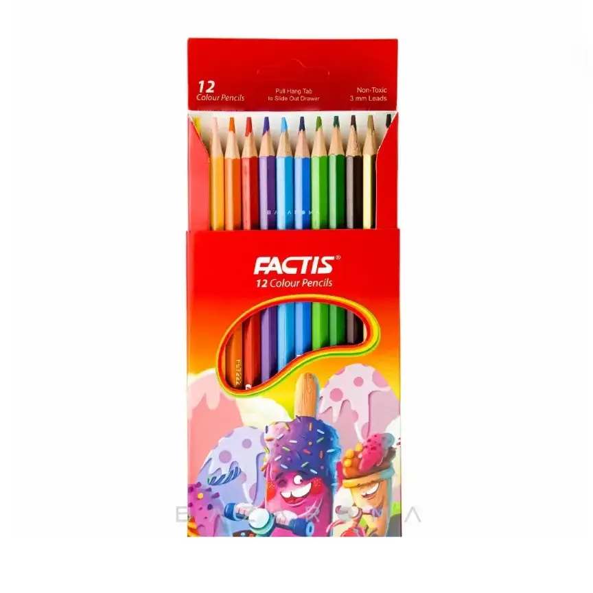 مدادرنگی 12 رنگ کوتاه مقوایی FACTIS