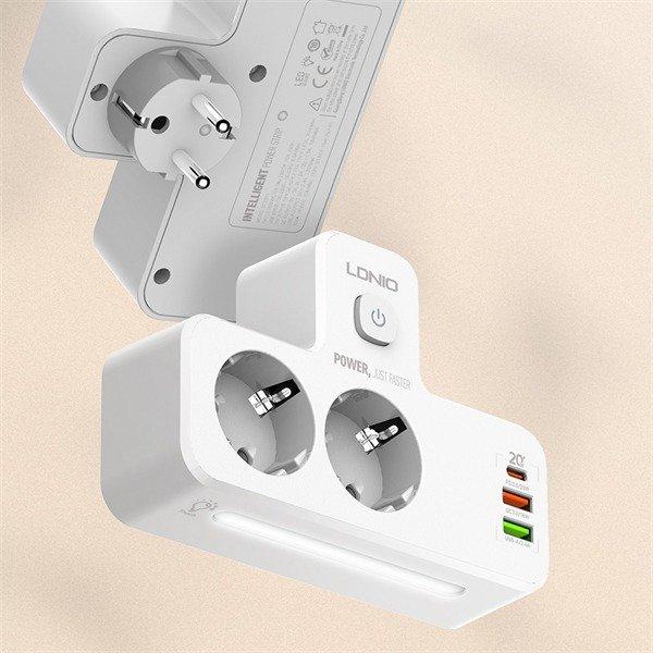 چند راهی برق و شارژر LDNIO PD QC 3.0 Fast Charging 2500W SE2337