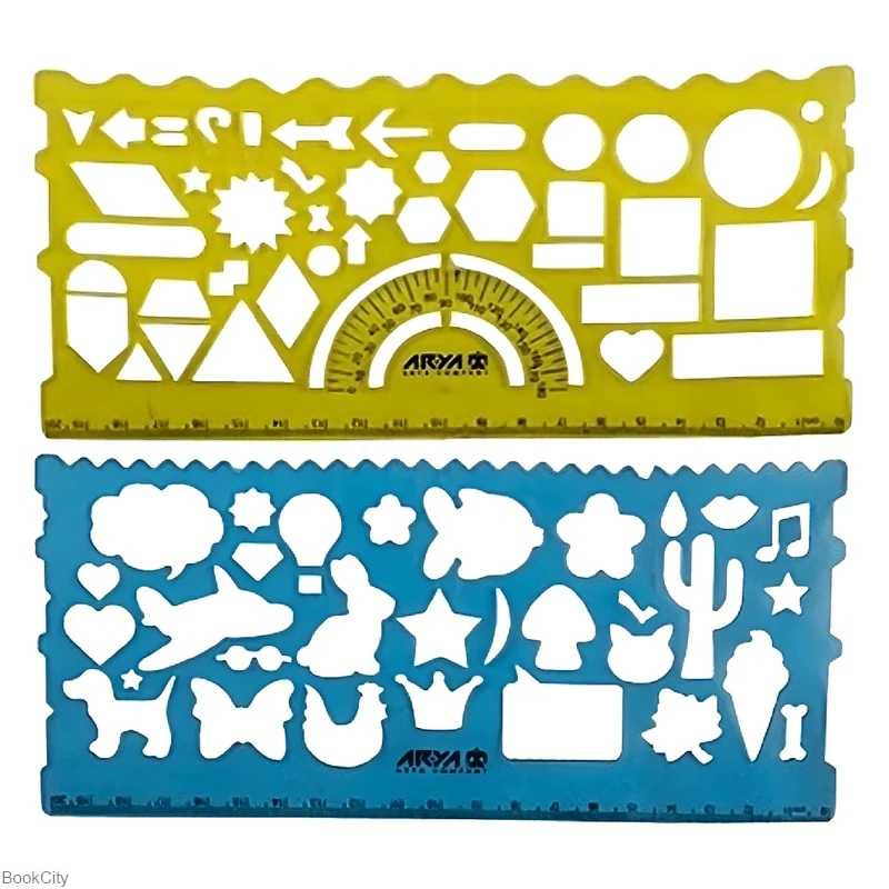 خط‌کش 20cm شابلون‌دار ژله‌ای 2 عددی 8041 آریا - 0