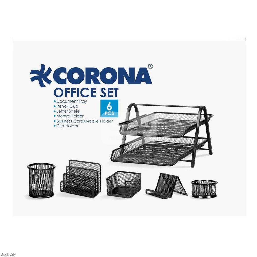 ست رومیزی 6 تکه فلزی مشکی CORONA