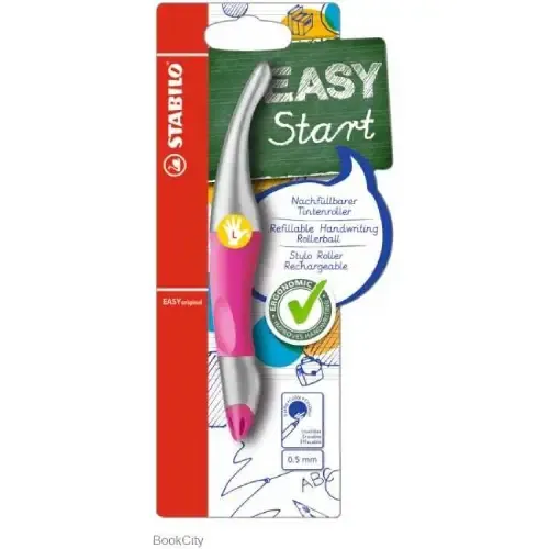 روان‌نویس آبی چپ دست بدنه صورتی متالیک STABILO 47692 Easy Start - 0