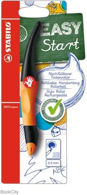 روان‌نویس آبی راست دست بدنه مشکی نارنجی STABILO 46855 Easy Start