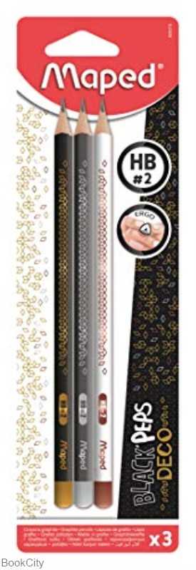 ست 3 تکه مداد مشکی 3 گوش Maped 850018 HB