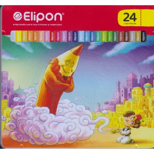 مدادرنگی 24 رنگ جعبه فلزی 8121513 Elipon  - 0
