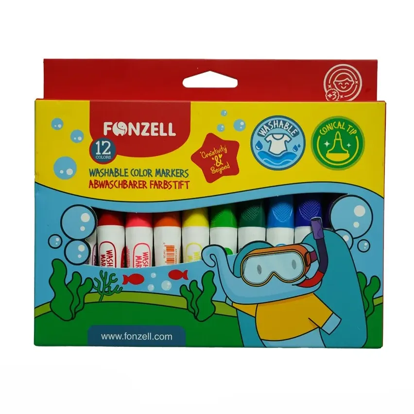 ماژیک 12 رنگ FONZELL 685000 Jumbo Washable