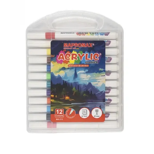 ماژیک آکریلیک 12 رنگ MAPROMAX MA-112