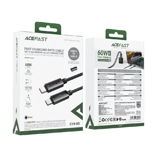 کابل شارژ Acefast Type-C to Type-C Cable 1.2m C19-03
