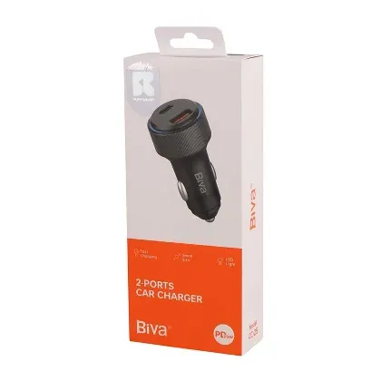 شارژر Biva 2 Ports USB and Type-C Car Charger PD25W QC18W CC-25