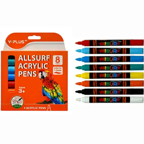 ماژیک 8 رنگ آکریلیک Y-PLUS 240410 - 0