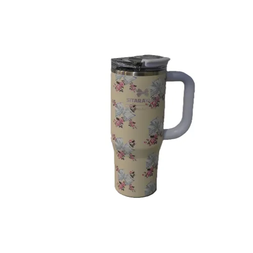 تراول ماگ گل‌دار دسته‌دار آبی SITARAYURI 900ml ZF058
