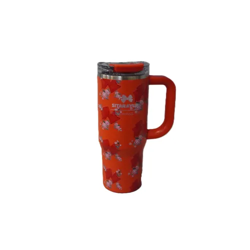 تراول ماگ گل‌دار دسته‌دار نارنجی SITARAYURI 900ml ZF058