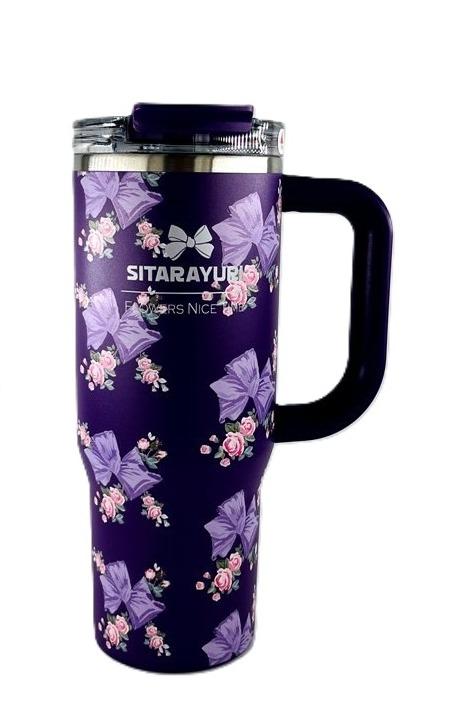 تراول ماگ گل‌دار دسته‌دار بنفش تیره SITARAYURI 900ml ZF058
