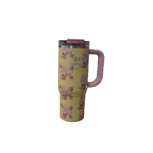 تراول ماگ گل‌دار دسته‌دار زرد SITARAYURI 900ml ZF058
