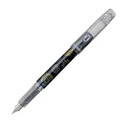 خودنویس بدنه مشکی طرح‌دار گیره شفاف PLATINUM PSQ-1300 F