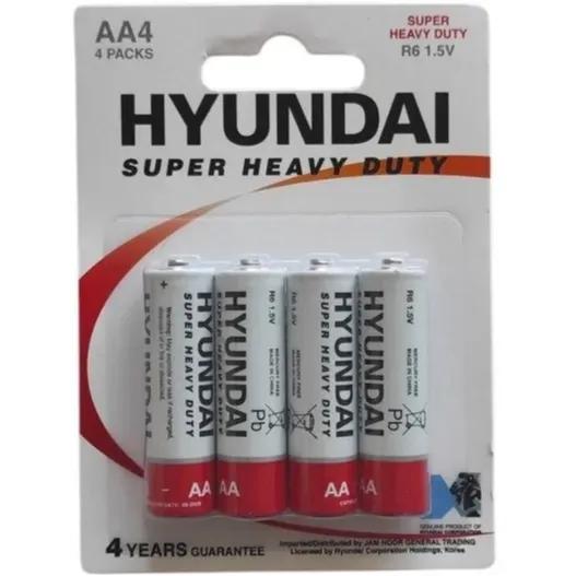 باتری قلم 4 عددی زینک HYUNDAI Super Heavy Duty AA R6 1.5V - 0