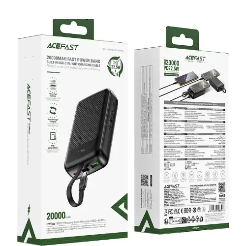 پاور بانک Acefast 22.5W fast charging power bank with cable M14 20000mAh - 0