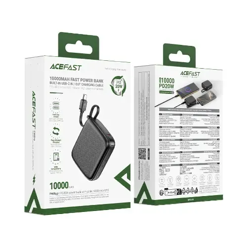 پاور بانک Acefast 20W power bank with Built in cables M15 10000mAh - 0