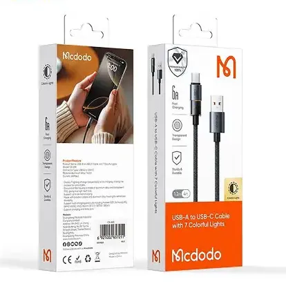 کابل Mcdodo USB-A To USB-C Cable With 7 Colorful Lights 1.2m CA-818