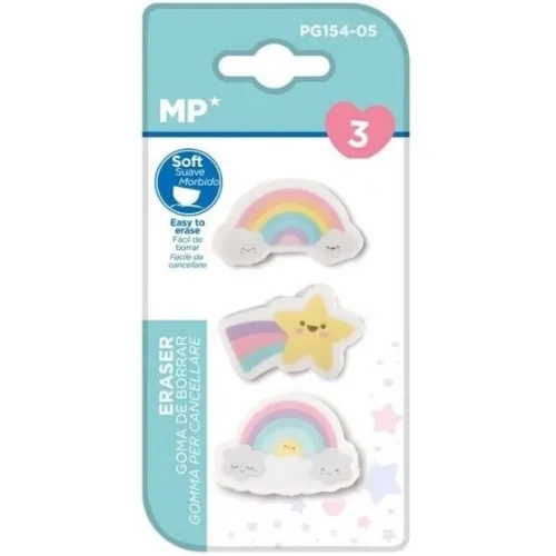 پاک‌کن سرمدادی 3 عددی طرح رنگین‌کمان MP PG154-05 - 0