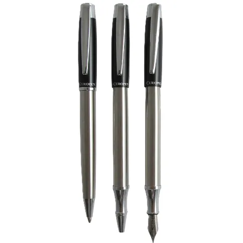خودکار و روان‌نویس و خودنویس نیمه استیل مشکی گیره استیل EUROPEN Smart