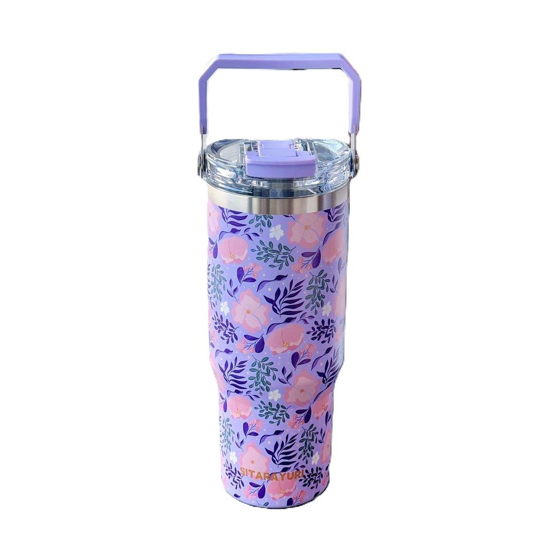 تراول ماگ گل‌دار دسته‌دار طرح 5 SITARAYURI 900ml ZF045