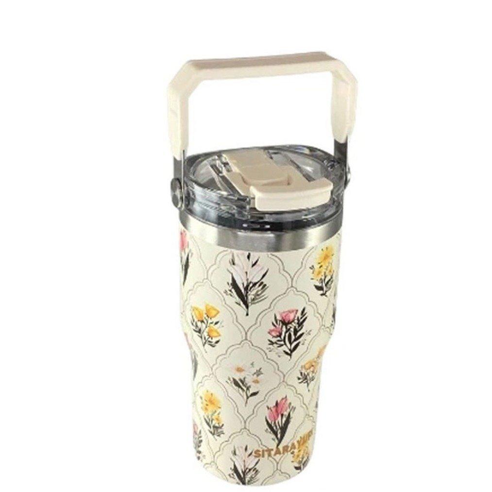 تراول ماگ گل‌دار دسته‌دار طرح 1 SITARAYURI 600ml ZF044