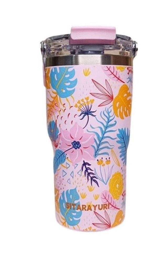 تراول ماگ گل‌دار دسته‌دار طرح 2 SITARAYURI 600ml ZF044