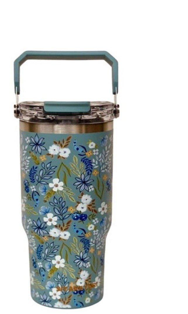 تراول ماگ گل‌دار دسته‌دار طرح 4 SITARAYURI 600ml ZF044