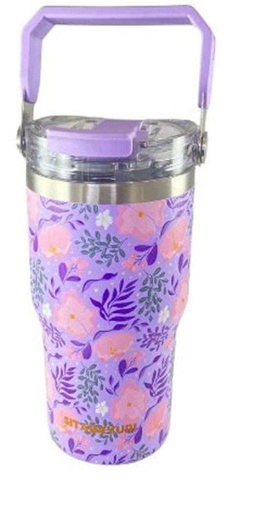 تراول ماگ گل‌دار دسته‌دار طرح 5 SITARAYURI 600ml ZF044