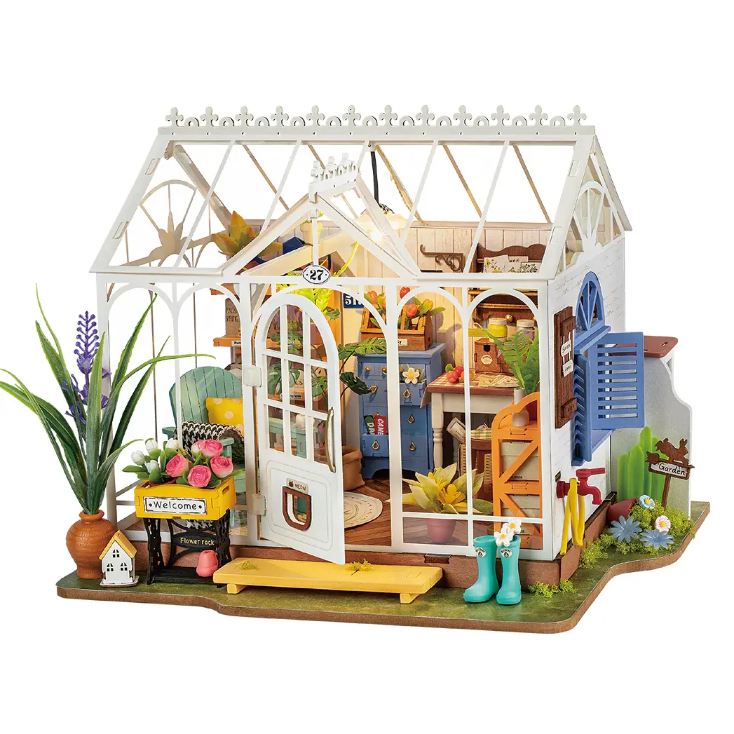 پازل چوبی سه‌ بعدی روبوتایم Miniature House Dreamy Garden House DG163