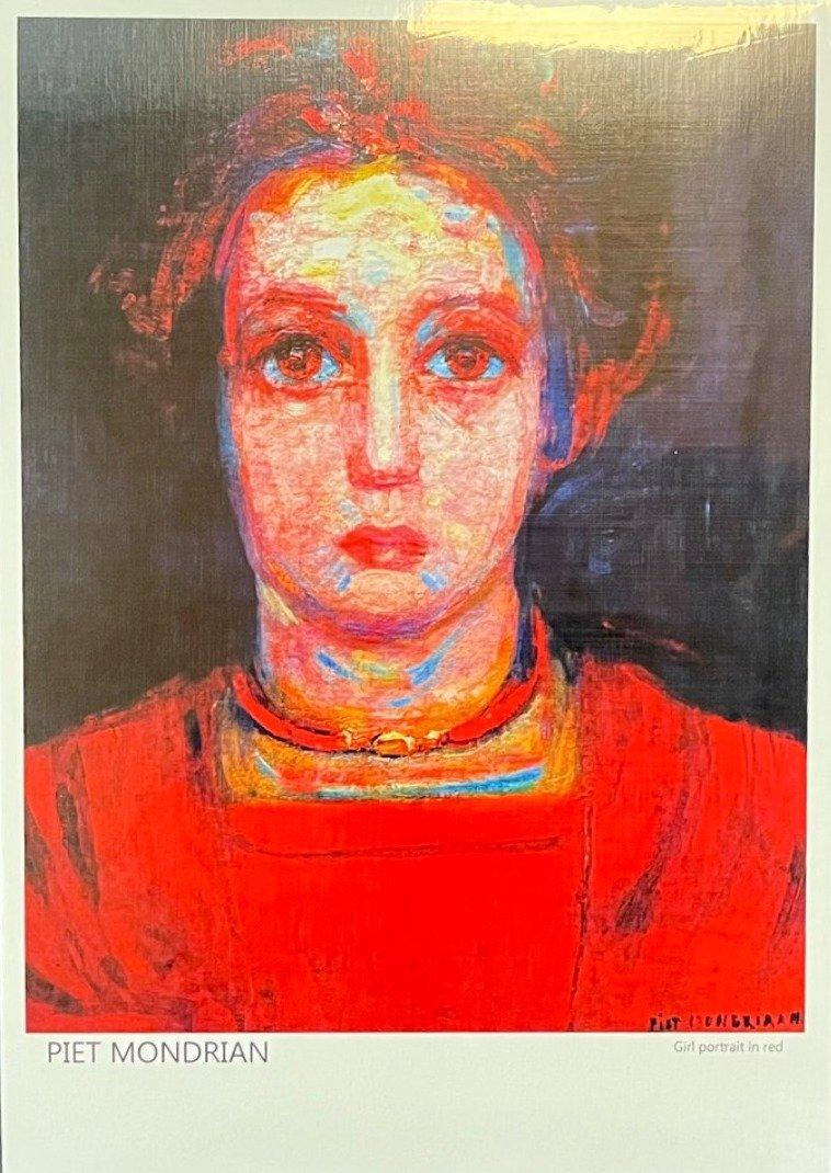 پوستر پیت موندریان 40×30 Girl portrait in red (توری استودیو)