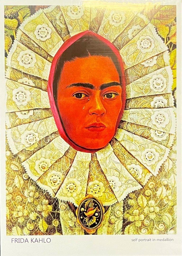 پوستر فریدا کالو 40×30 Selfportrait in medallion (توری استودیو)
