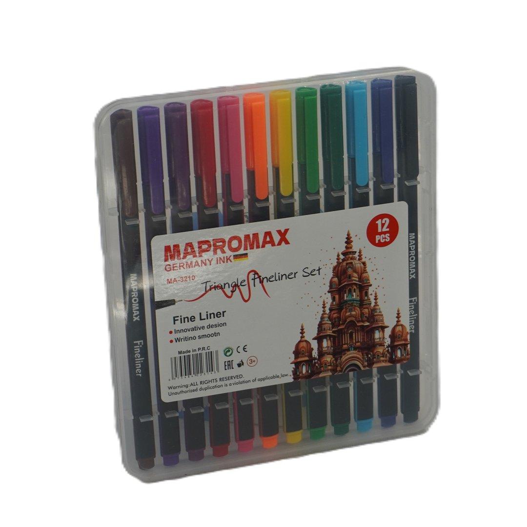 روان‌نویس 12 رنگ نوک نمدی MAPROMAX 3210