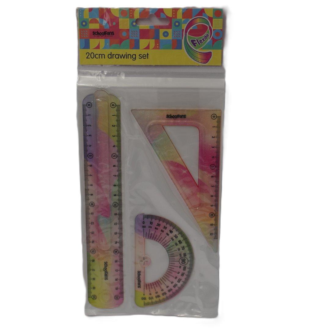 ست گونیا نقاله خط‌کش 20cm ژله‌ای اکلیلی پاستلی schoolfans 923304 - 0